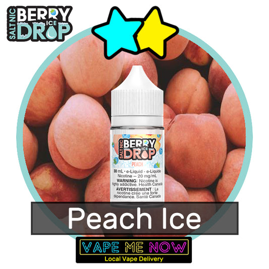 Berry Drop Ice Salt Peach flavor bottle of juice