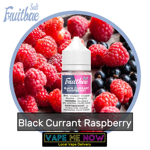 Fruitbae Salt Black Currant Raspberry flavor bottle of juice