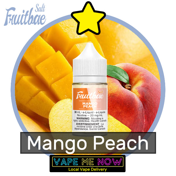 Fruitbae Salt Mango Peach flavor bottle of juice