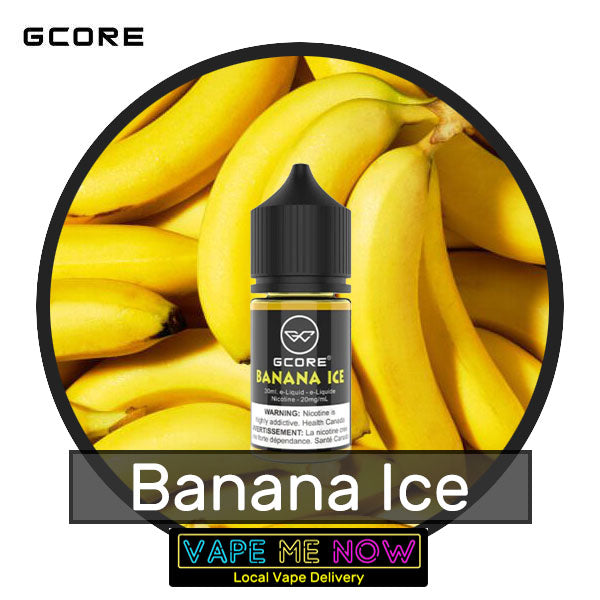 G-Core Salt Banana Ice flavor bottle of juice