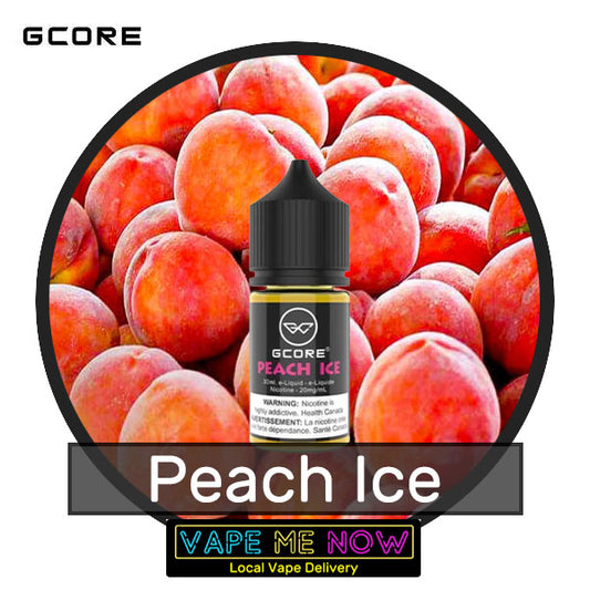 G-Core Salt Peach Ice flavor bottle of juice