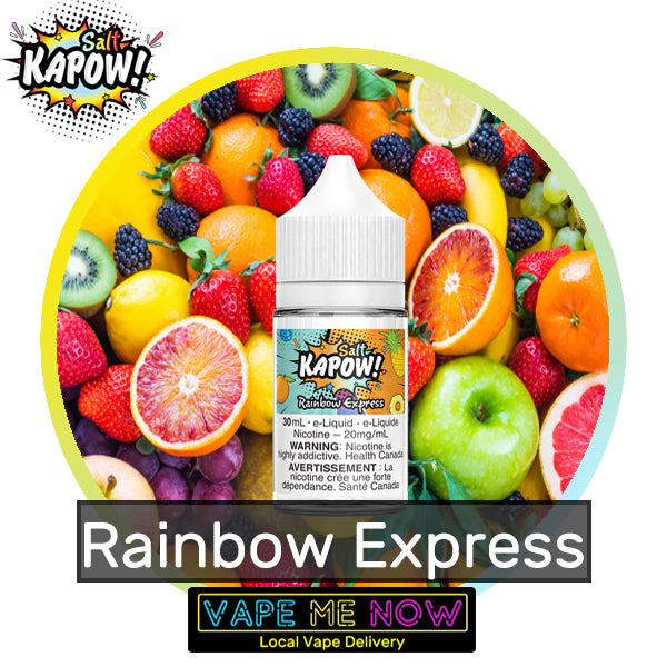 Kapow Salt Rainbow Express flavor bottle of juice