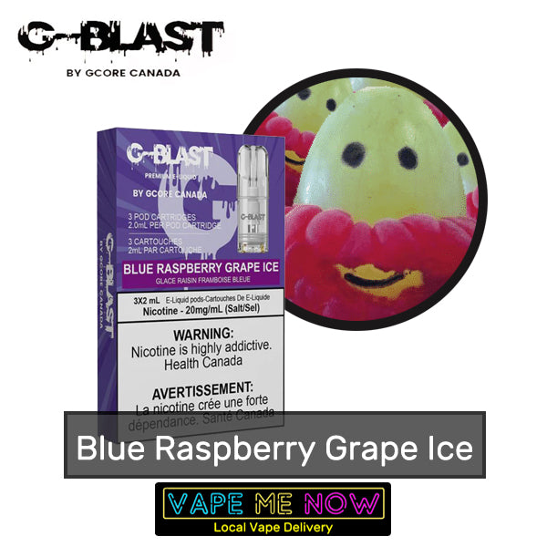 STLTH G-Blast Pods Blue Raspberry Grape Ice flavor 